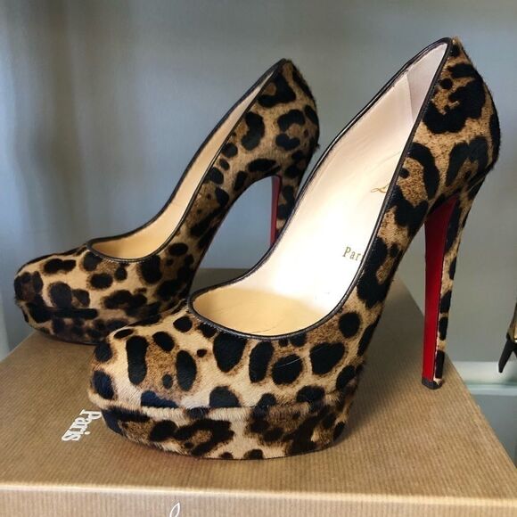 Christian Louboutin Leopard Platform Forms 39.5 - Picture 2 of 8
